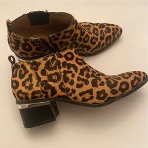 Franco Sarto Leopard Print Calf Hair Booties – Size 9 | Bold & Stylish